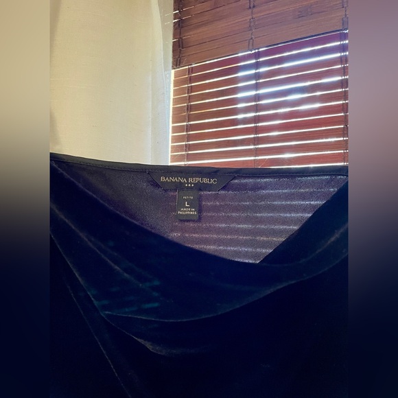 Banana Republic Cowl-Neck Slip Dress | Size Large Petite | Black Velvet - Picture 4 of 4